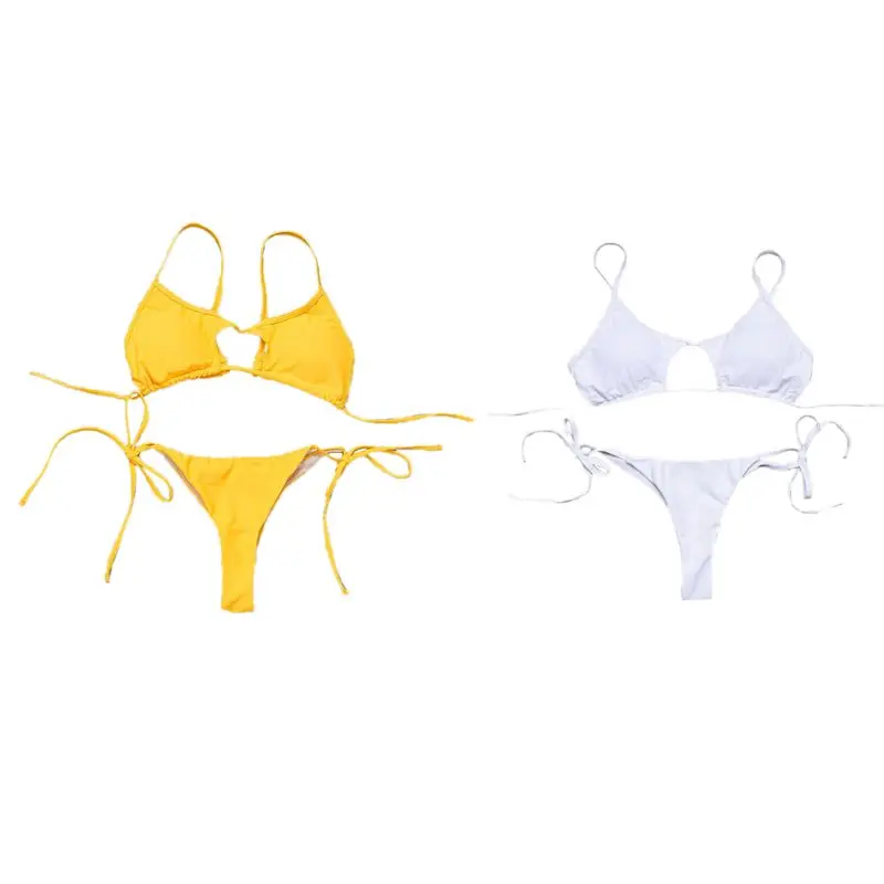Женский сексуальный комплект бикини из двух частей сплошной цвет Замочная