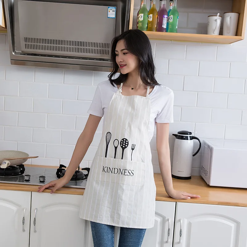 Fashion Korean Aprons Cotton Simple Cafe Uniform Unisex Adult for Women Men's Kitchen Cooking Pinafores | Дом и сад
