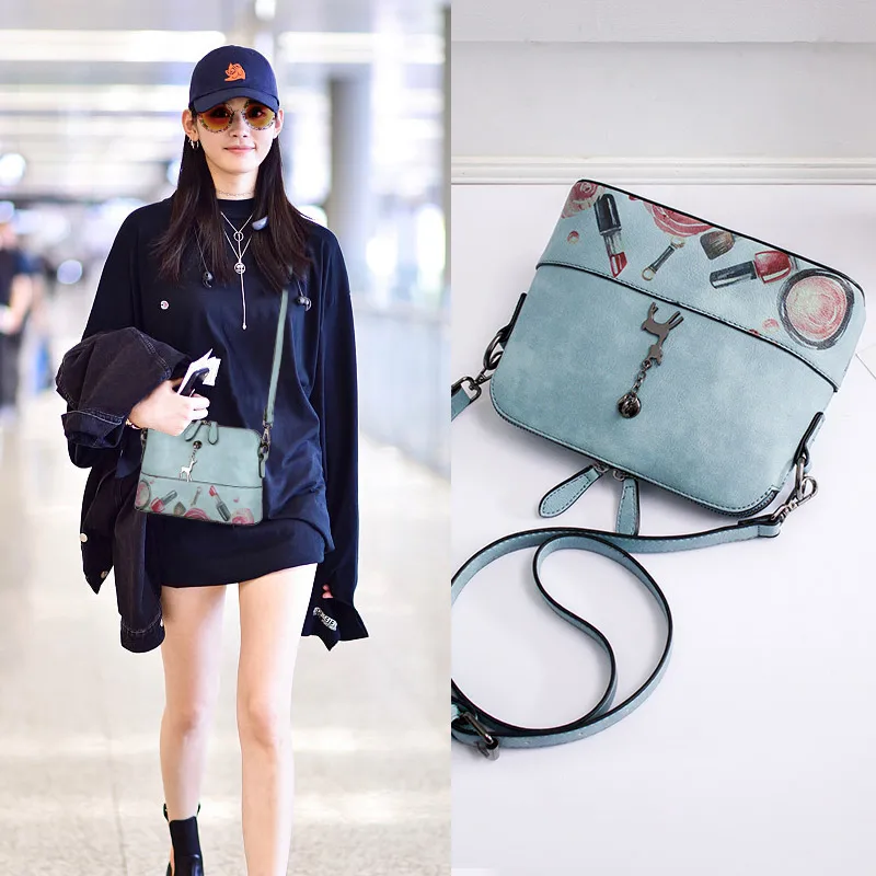 2019 new arrival women Faux leather Shell bags female pink blue printing ladies small zipper crossbody shoulder YG356 | Багаж и сумки
