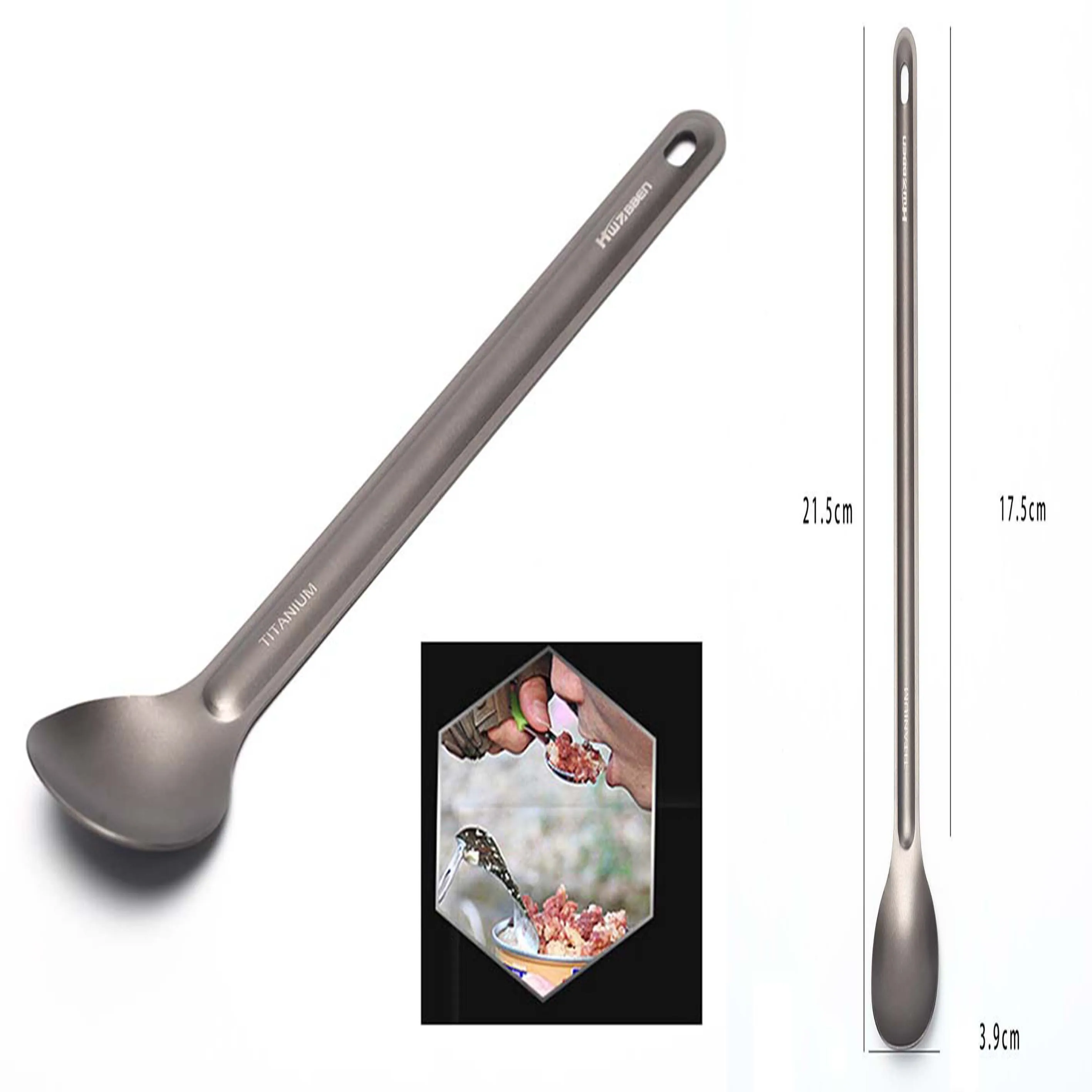 Титан ложка походная Походная посуда щетка с длинной ручкой 21 5 см x 3 9 см-1 шт. |