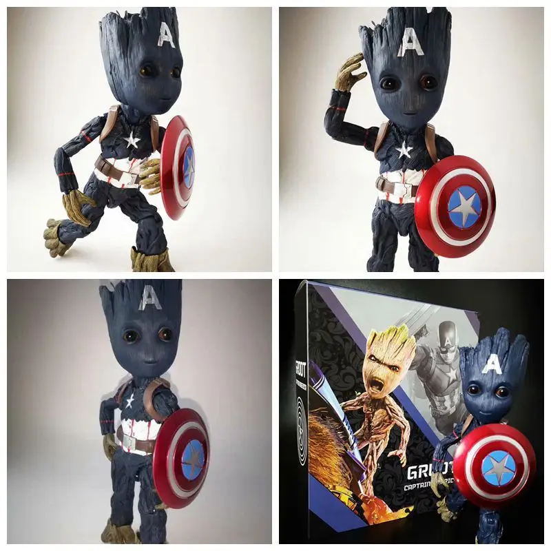 HOT DC Marvel Anime 26CM Tree Man Endgame Guardians of galaxy groot COS Captain America Action Figure Model Toy Collection Gifts |