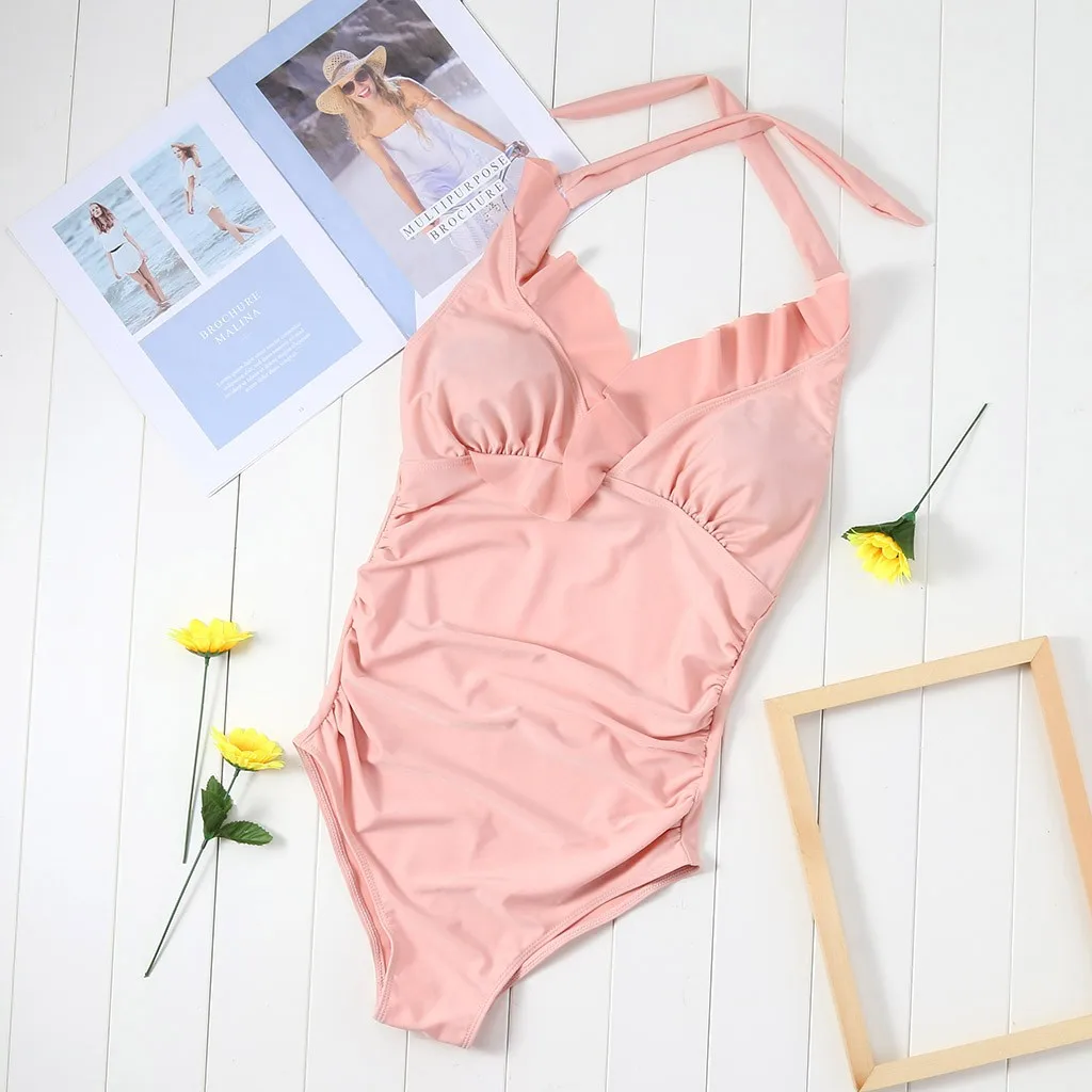 Сексуальный купальник SAGACE для беременных женщин танкини розовый цельный Танкини