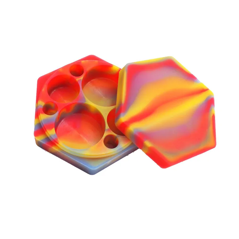 110 мл шестигранный мульти-отсек силиконовый концентрированный контейнер с