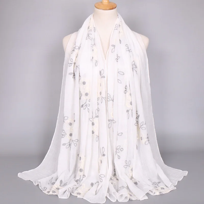 Женские хиджабы накидка на голову из вискозы с вышивкой мусульманская бандана