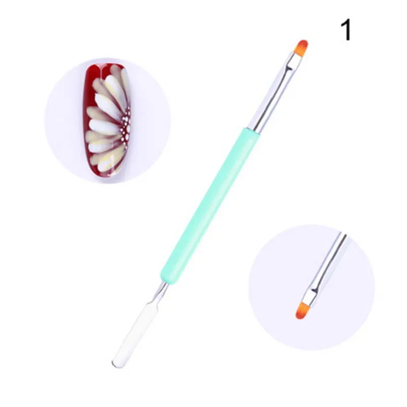 Nail Drawing Brush UV Gel Powder Dust Cuticle Handle Double Head Nail Pen Manicure Nail Art Tool - Цвет: 1