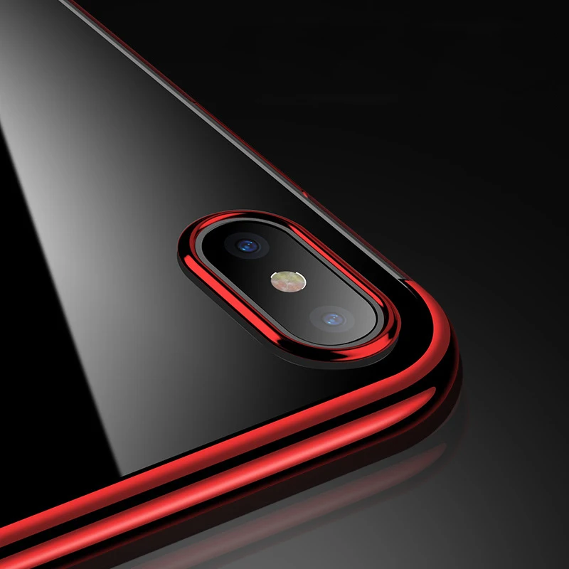 Soft TPU Plating Case for iPhone 6 6S 7 8 Plus Frame Transparent Back Cover XS Max XR Ultra Thin | Мобильные телефоны и