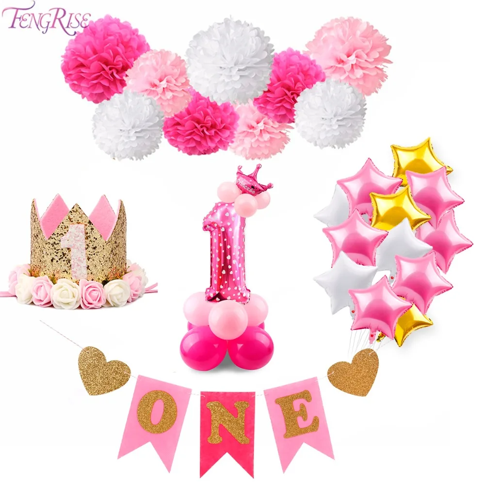 

FENGRISE 1st Birthday Party Decor 1 Year One Newborn First Birthday Boy Girl Baby Shower Decoration Party Favors Baptism Decor