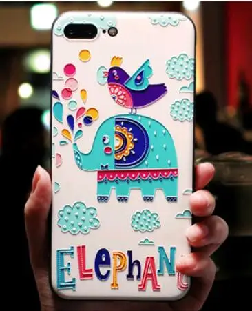 Чехол для iphone x 8 8plus с объемным рельефным рисунком счастливой совы слона