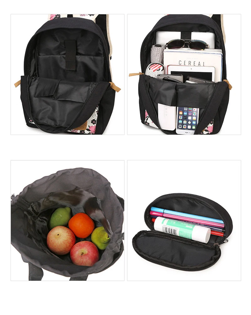 Рюкзак женский 3 шт./компл. водонепроницаемый с цветочным принтом | Багаж и сумки