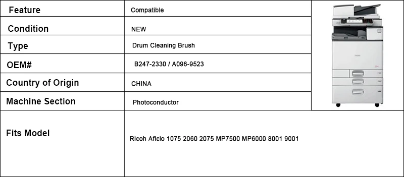B247-2330/A096-9523 1 шт. барабан чистящий ролик для щетки для Ricoh Aficio 1075 2060 2075 MP7500 MP6000 8001 9001 B2472330/A09695