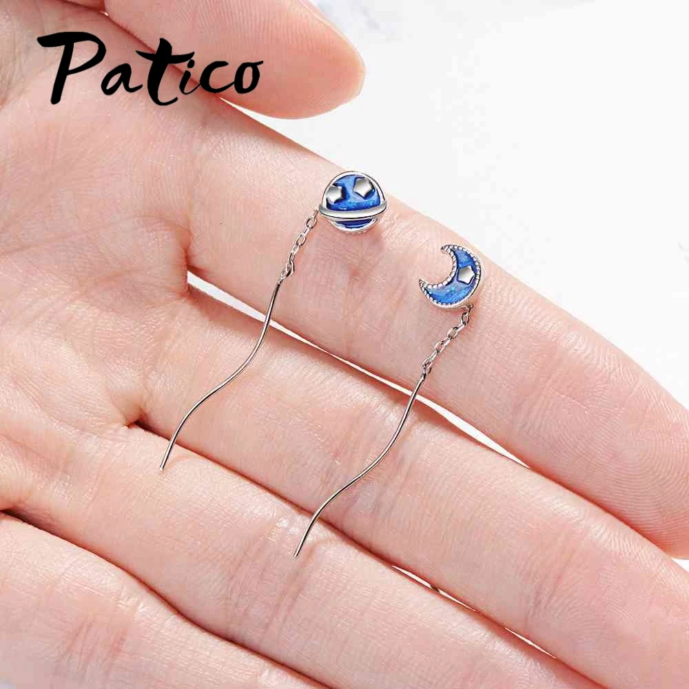 

Attractive Women Fashion Simple Delicate Long Earrings Asymmetric Moon & Sun Boucle d'oreille Femme Pendante