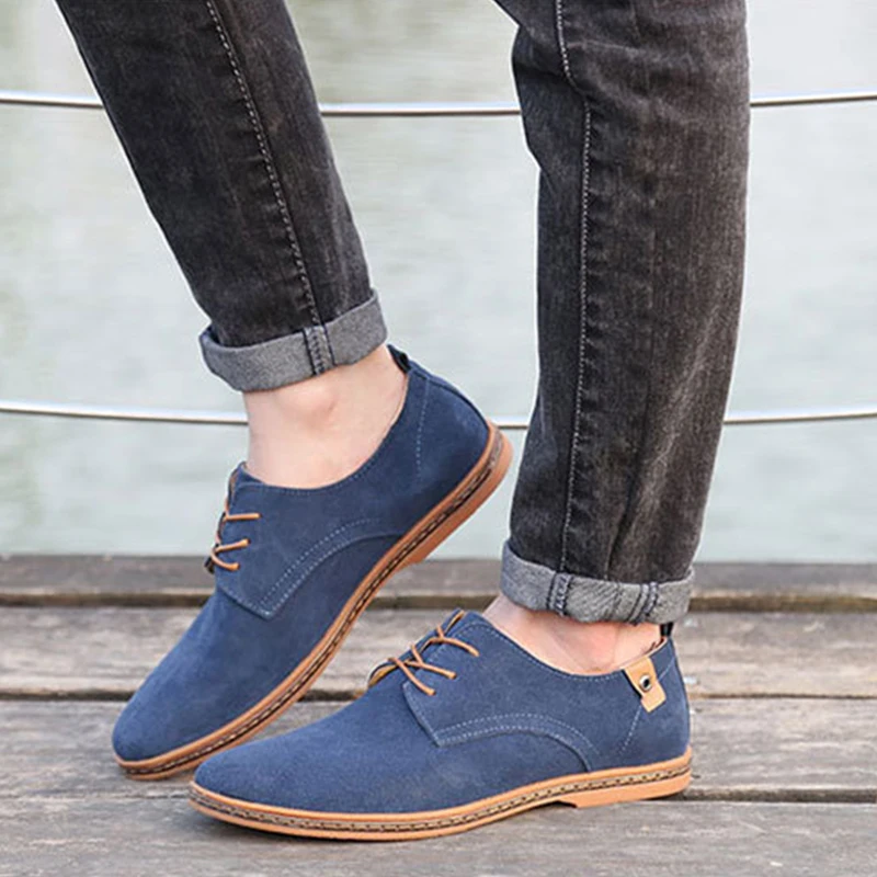Plus size Men Casual Shoes Fashion Comfortable Flat Oxford Lace-up Summer Autumn Leather Sneakers SE05652 | Обувь