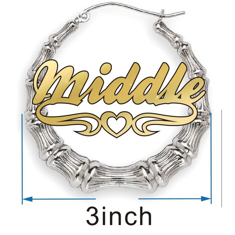 3inch silver round Пользовательские Бамбуковые серьги акриловые персонализированные имя Мода показать очаровательные серьги - Окраска металла: 3inch silver round