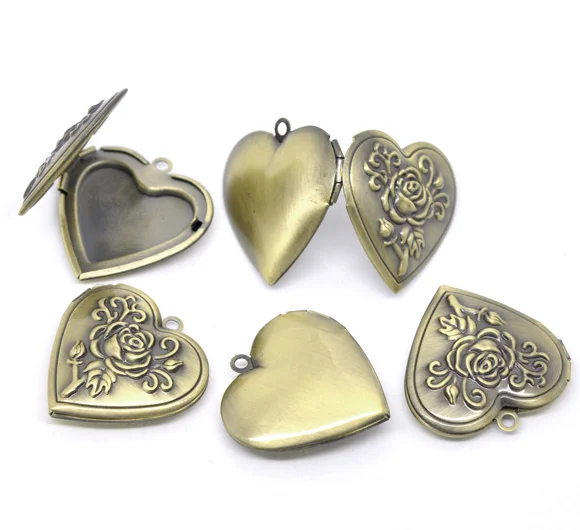 DoreenBeads 5 бронзовый тон сердце медальон фотографии рамки Настройки 29x29 мм (B14091) yiwu |
