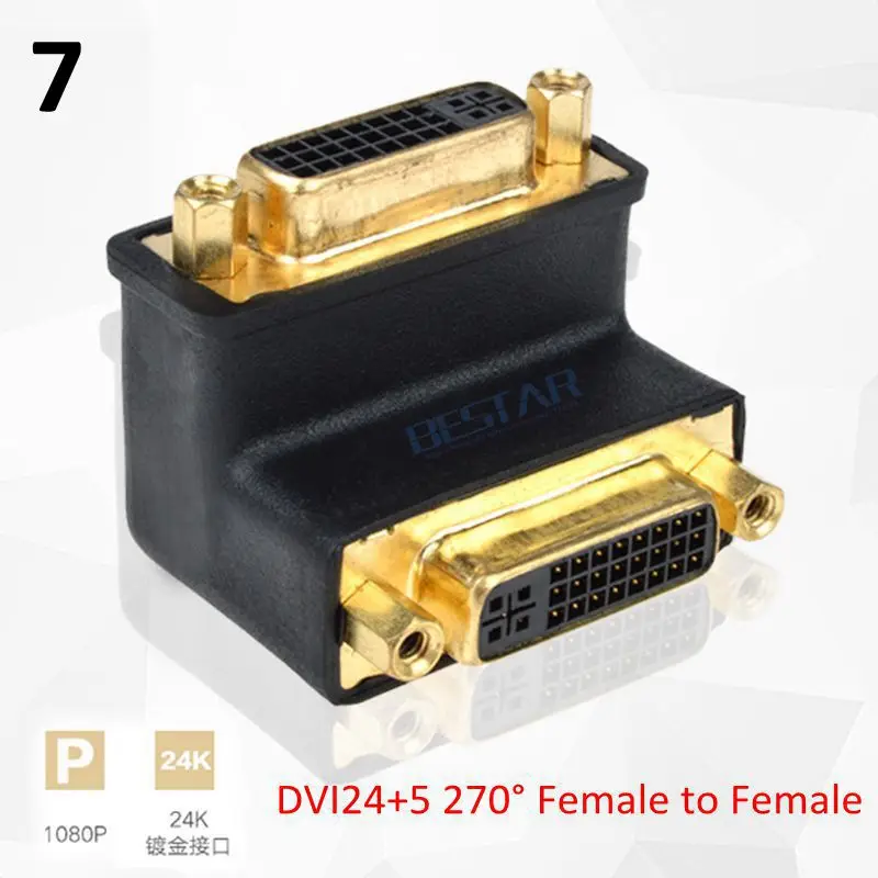 Угловой разъем DVI 24 + 5 1 90 270 градусов прямой угол штекер гнездо|Компьютерные