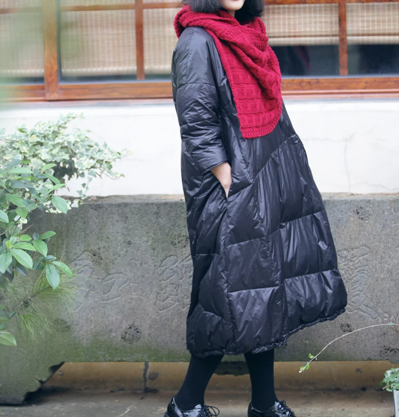 Длинное женское зимнее пальто теплый пуховик плотный размера плюс любого цвета и