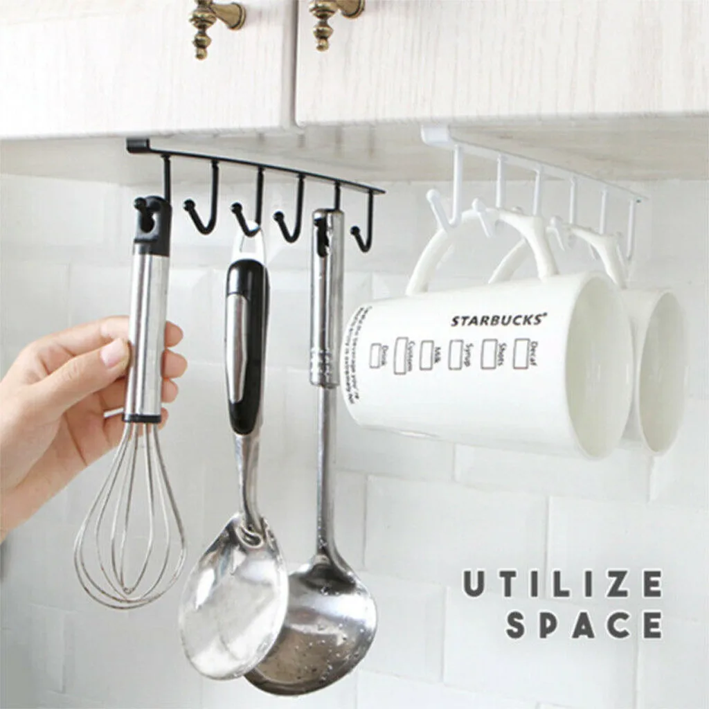 Kitchen Gabgets Cupboard 6 Hook Home Organizer Storage Rack Pantry Chest Tools Towels Hanger Wardrobe Towel Shelf | Дом и сад