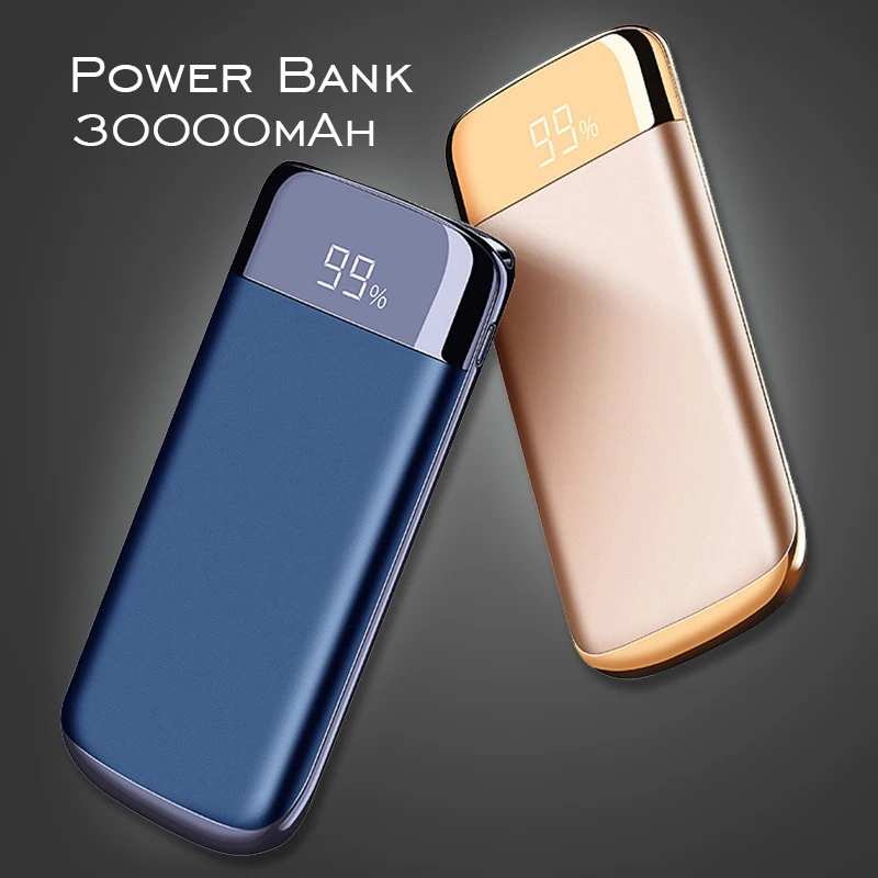 Для Xiaomi iphone samsung LCD 30000mah внешний аккумулятор повербанк 2 USB Powerbank Портативный