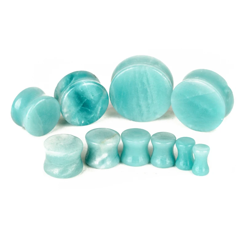 1 пара натуральный камень тоннель заглушка для ушей двойной разбрызгиватель