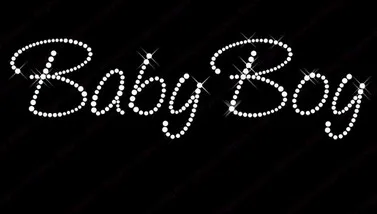 

2pc/lot Baby boy motif hot fix rhinestone transfer motifs iron on crystal transfers design fixing rhinestones patches for shirt