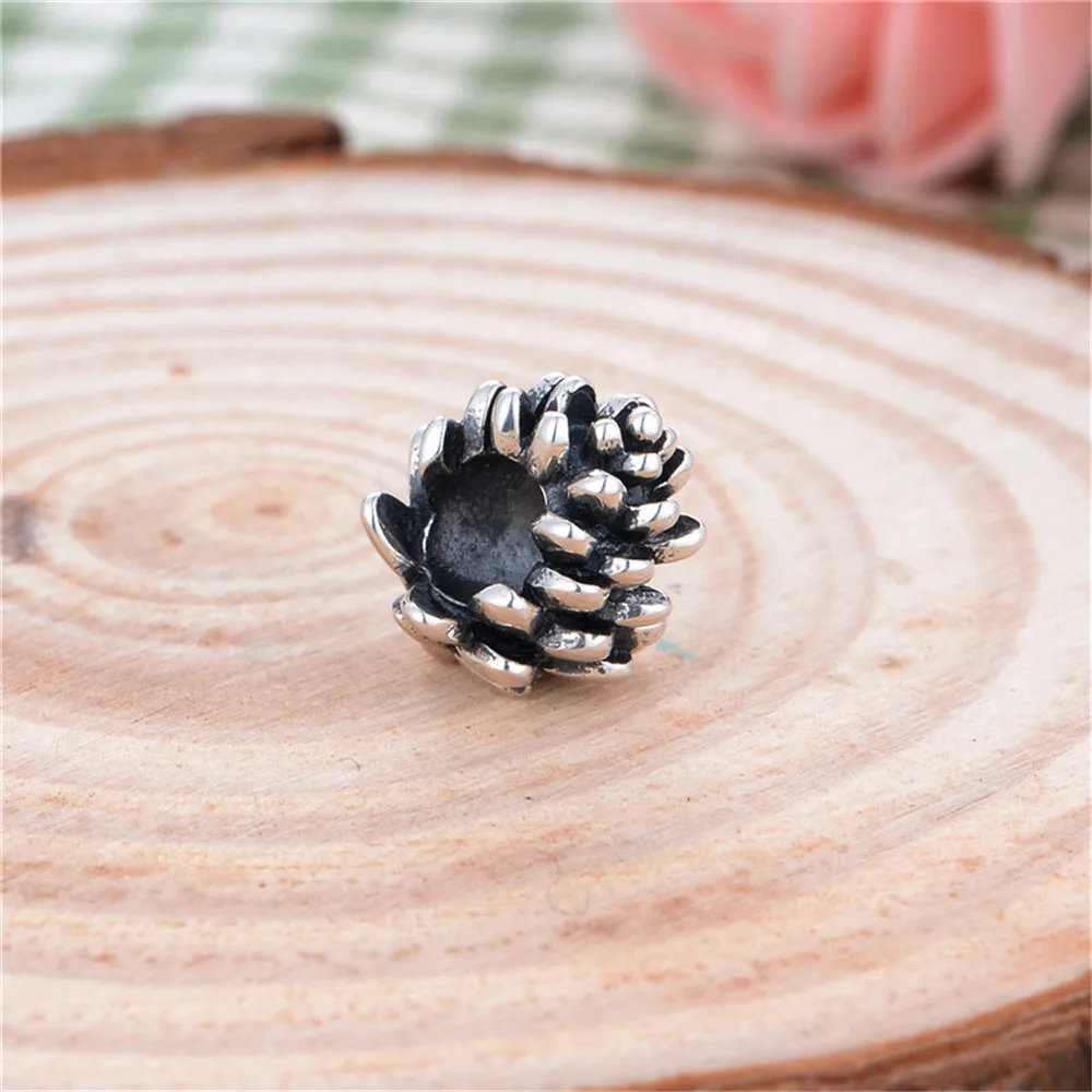Mistletoe 925 Sterling Silver Pine cone Pinecone Charm Bead Fit European Bracelet Jewelry