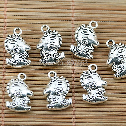 

16pcs tibetan silver tone 2sided cute dragon design charms EF1947