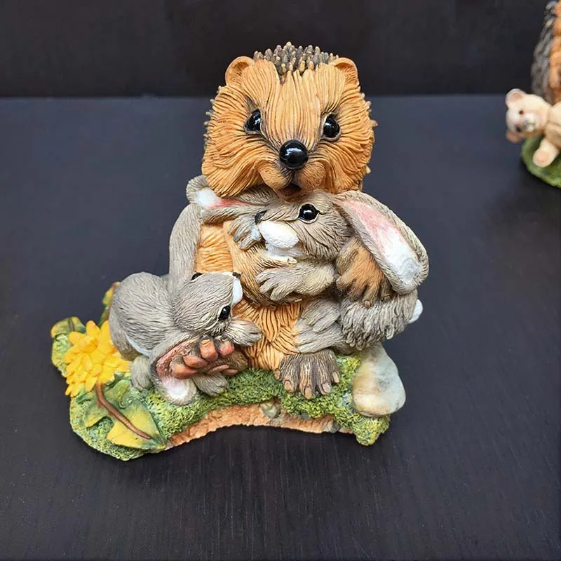 Simulation High-quality Hedgehog Model Decoration Resin Couple Ornament Animal Handmade Doll Crafts | Дом и сад