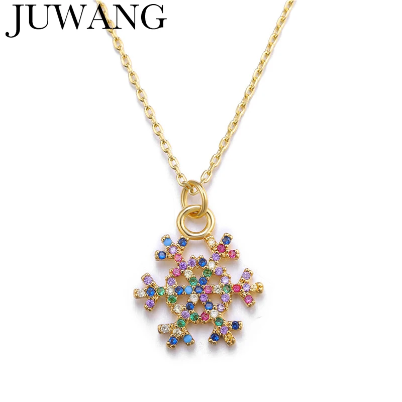 

Fashion lady Crystal Snowflake AAA Zircon Flower gold Necklaces & Pendants Chain for Women girls Wedding Jewelry