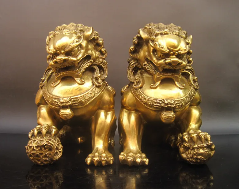 

wholesale bronze factory Extra large copper lion decoration a pair of lucky bronze lion feng shui decoration