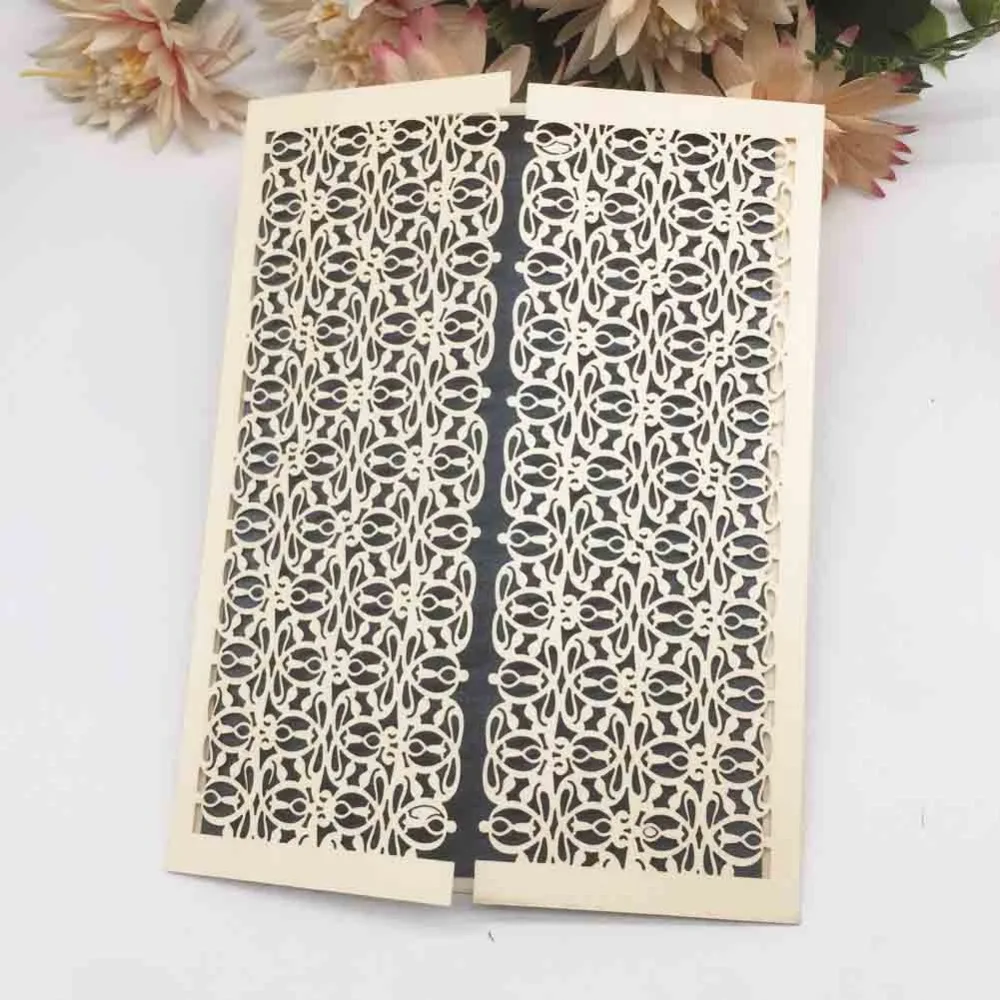 

25pcs/lot Hotsale laser Cut Flower Wedding Invitation Card Birthday Party Dinner Invite Wedding Decorations Greeting Card