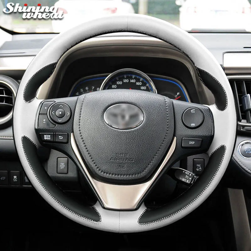 Блестящий чехол на руль из пшеничной кожи для Toyota RAV4 2013- Toyota Corolla- Auris 2013 - Название цвета: Style 7