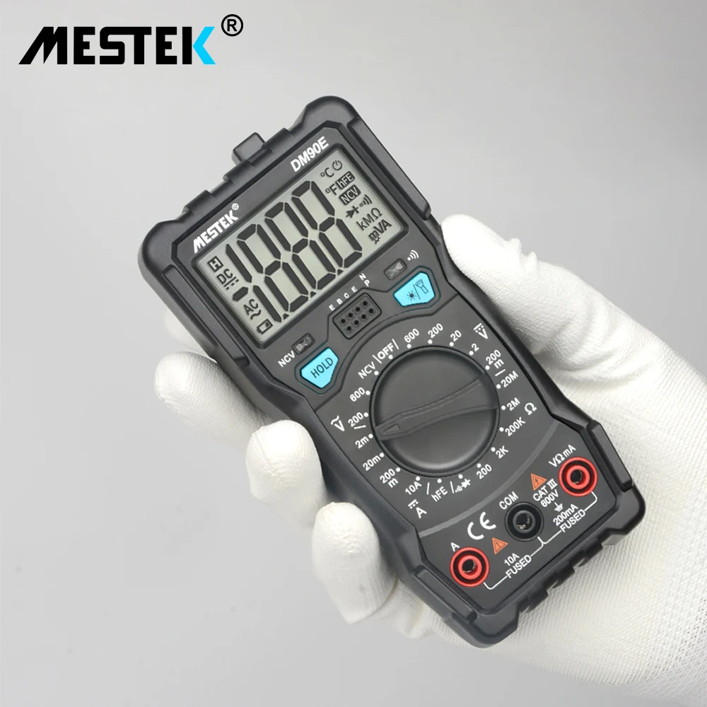 Цифровой мультиметр Mestek DM90E с автоматическим выбором диапазона 1999 отсчетов