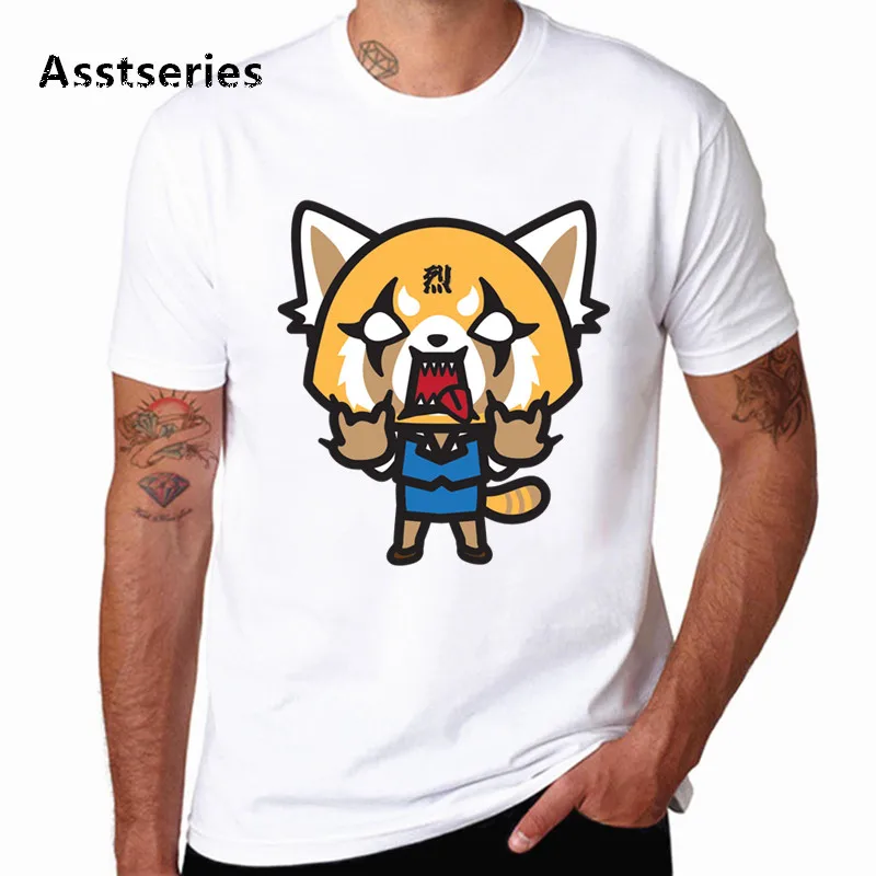 Aggretsuko aggression Retsuko Harajuku футболка с круглым вырезом Fck You панковская Футболка с принтом Повседневная футболка с короткими рукавами уличная HCP4589