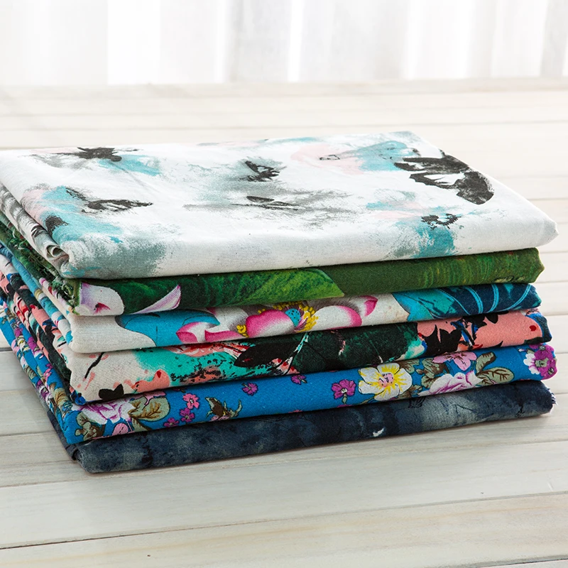 1 метр чернильный Дизайн Весна Лето Одежда Платья Хлопок льняная ткань домашний