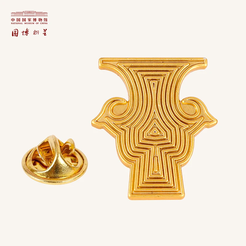 Металлические значки Национального музея китайского бренда обтекаемые золотые
