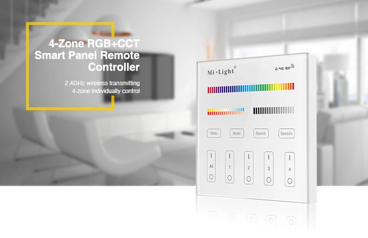 Milight T4 AC220V 4-Zone RGB+CCT Smart Panel Remote Controller for led strip light lamp or bulb | Лампы и освещение