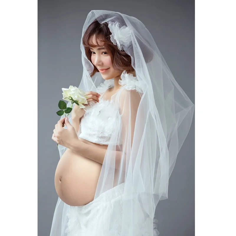 Fancy Maternity Gown Photography Props White Lace Long Dresses Pregnant Women foto Pregnancy Photo Shoot Dress Clothes | Мать и ребенок