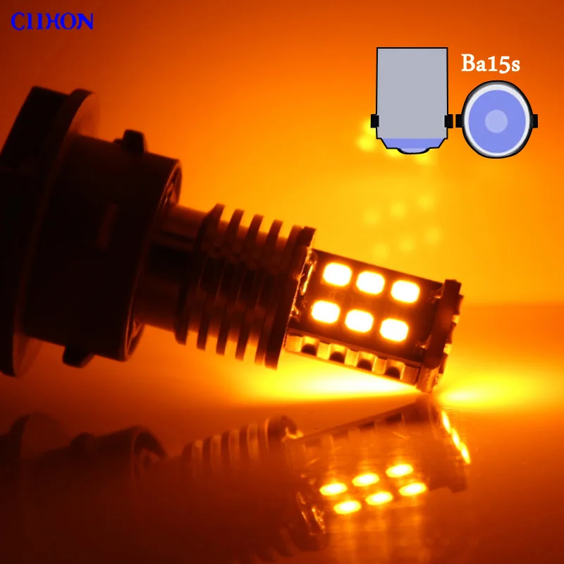 2 шт. 1156 Ba15s P21w Bau15s 15 SMD светодиодный лампы 7506 1141 автоматический тормозной фонарь заднего хода T20 7440 7443 указатель поворота светильник ciihon - Испускаемый цвет: yellow-ba15s