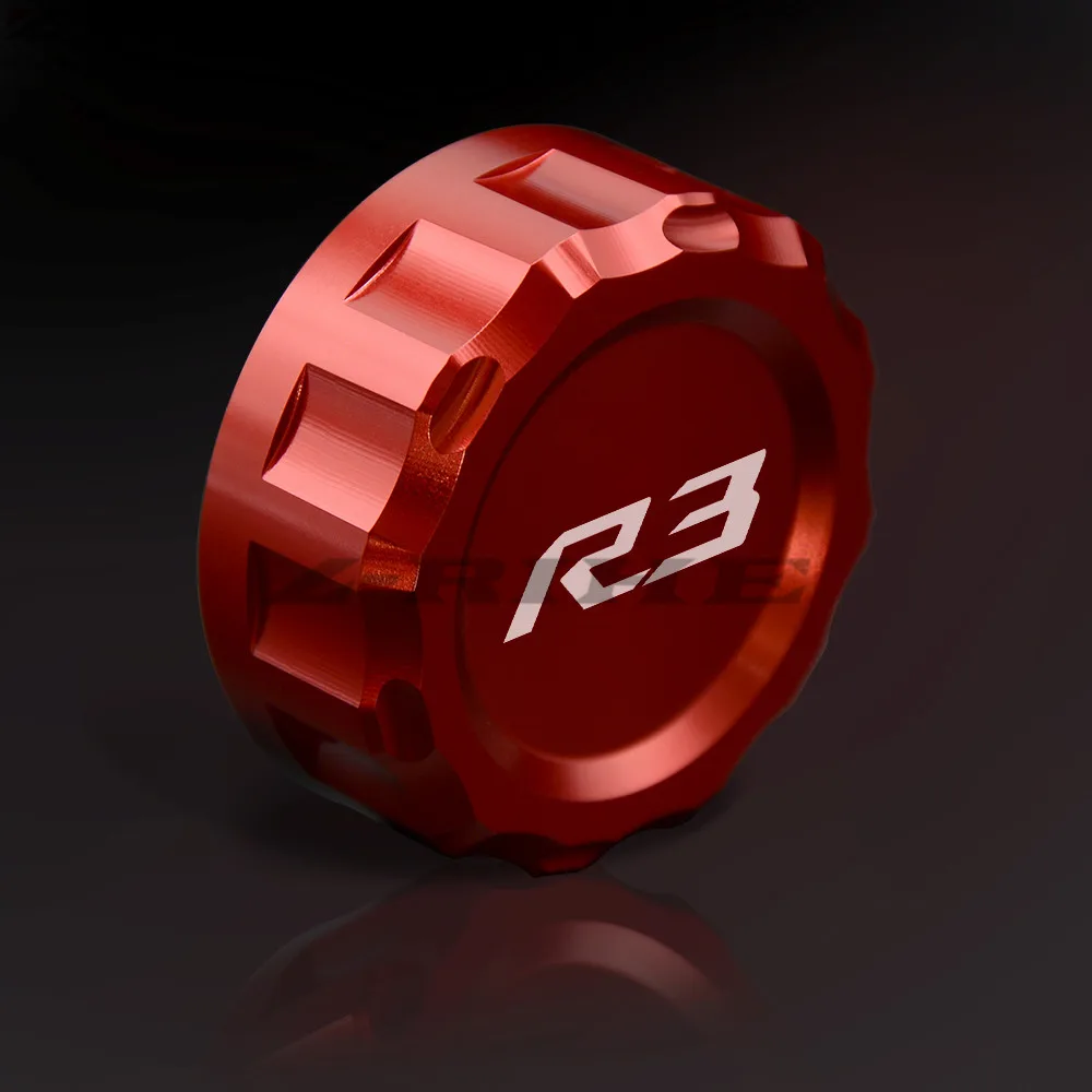 С логотипом: R3 синий/красный/черный мотоцикл CNC алюминиевая задняя Тормозная жидкость Крышка Резервуара Крышка для YAMAHA YZF R3 YZFR3