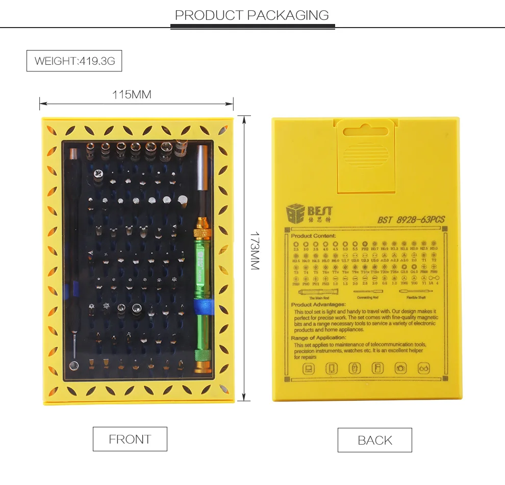 BSTmagnetic bit driver kit 63 в 1 профессиональный набор инструментов для ремонта