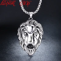 wholesale accessories charm fashion men jewelry punk style color lion head pendant stainless steel necklace