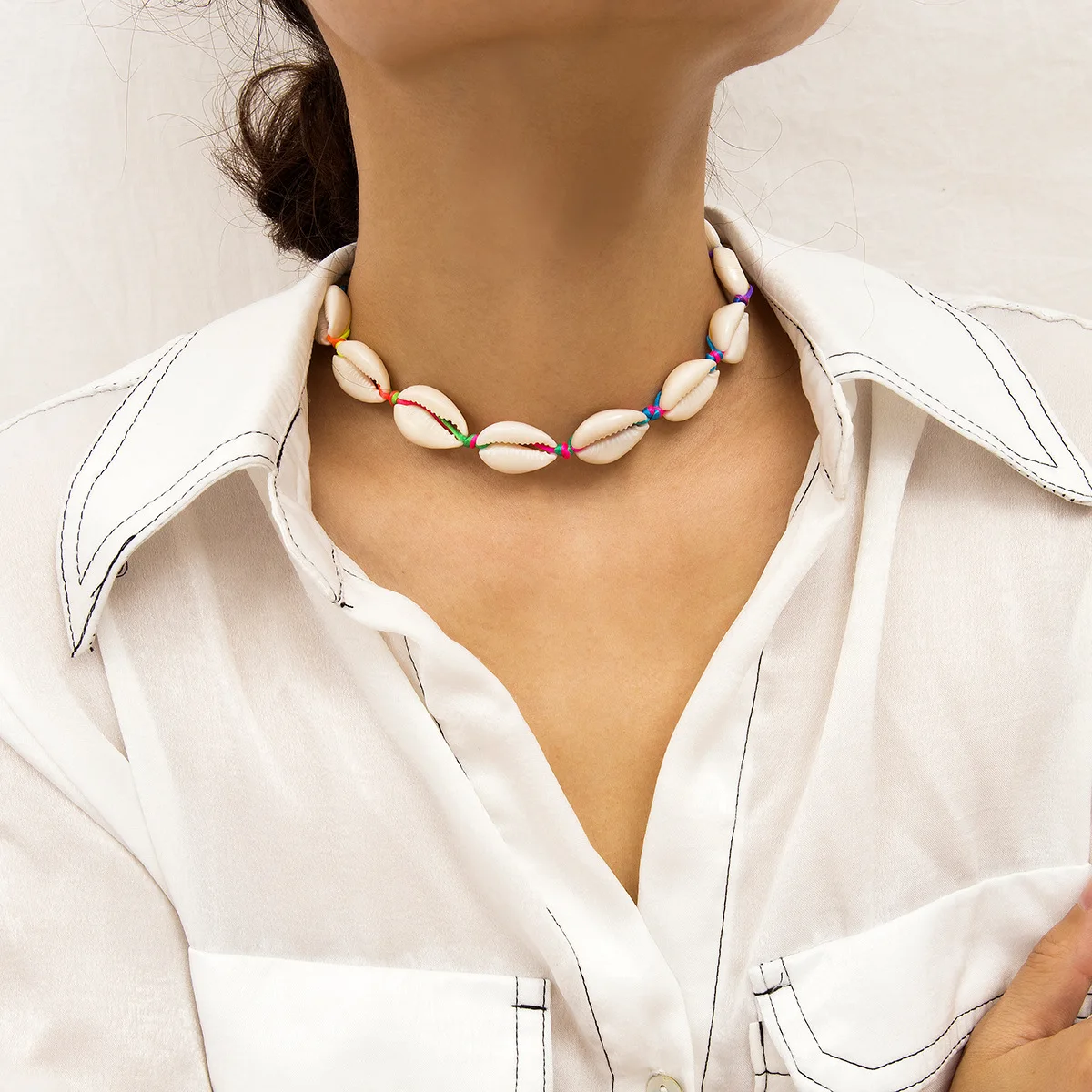 MESTILO Summer Beach Jewelry Natural Shell Charm Necklace Beige Cord Hand One Set For Women Rope Chains Gifts | Украшения и