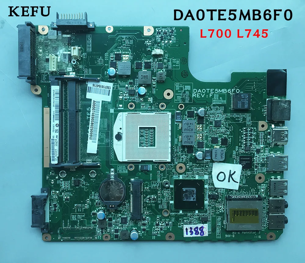 Kefu рабочая DA0TE5MB6F0 A000074690 материнская плата для ноутбука Toshiba L700 L745 L740 системной платы