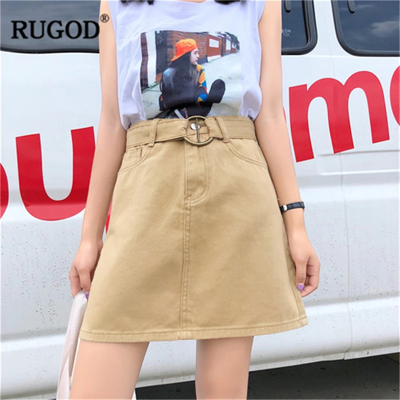 RUGOD 2020 Новые повседневные шикарные милые джинсовые однотонные пояса с высокой