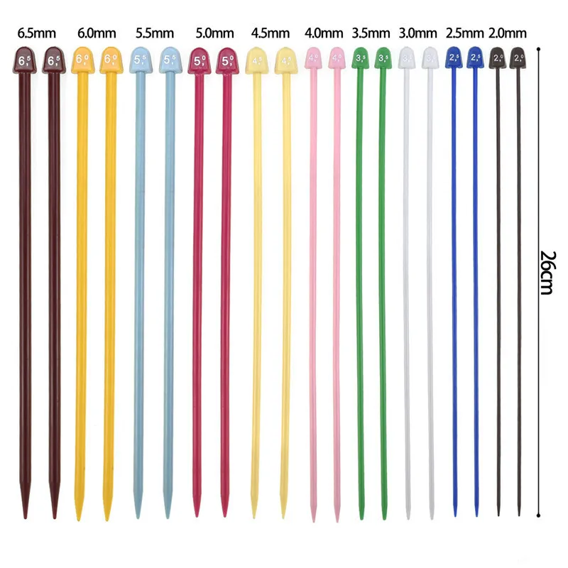

20 Pcs 25cm Knitting Needles Mix 2.0mm-6.5mm Straight Single Point Yarn Weave Knitting Needles For Women Mom Weaving Tools