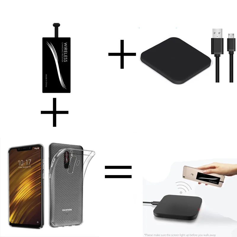 Qi Беспроводное зарядное устройство для Xiaomi Mi Pocophone F1 чехол Etui Аксессуары для мобильных телефонов беспроводной зарядный коврик приемник для Poco F1 F 1 - Тип штекера: Black