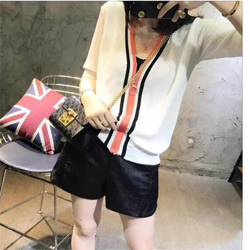 Женский солнцезащитный кардиган с V образным вырезом свободный тонкий ярких