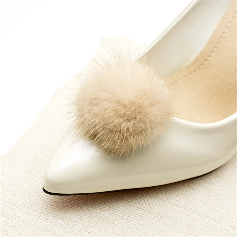 Fxfurs Hot Sale Multicolor Mink Hair Women's Shoes Decoration Detachable Elegant Accessory For High Heels | Аксессуары для