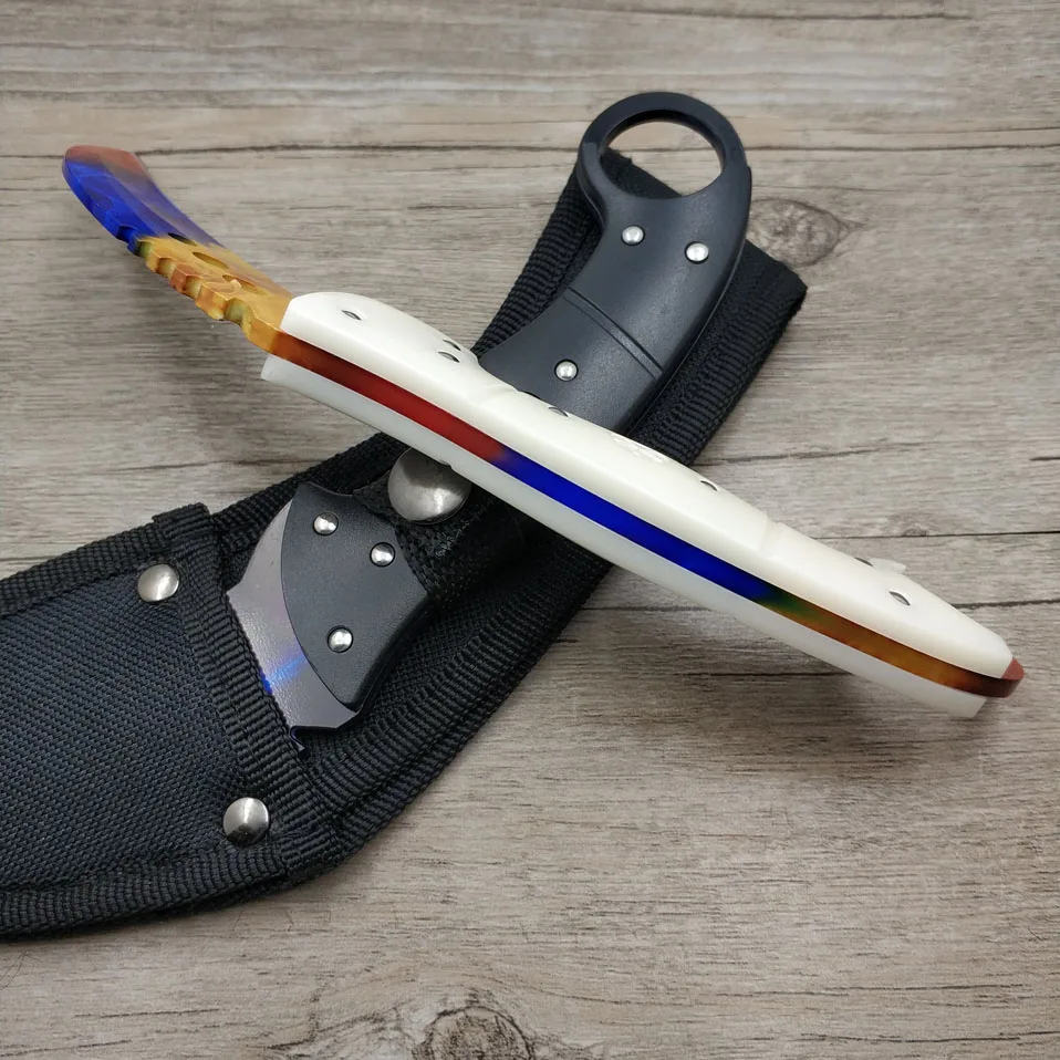 Прямая поставка 420C стальной karambit cs go тактический нож ABS Ручка счетчик удара нож-мачете охотничий нож для выживания с зажимом для ремня