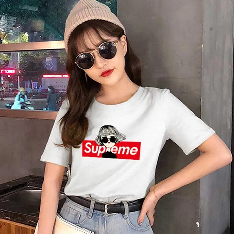 Ladies Tops for Summer Hong Kong Tide Short Sleeve Polyester Tees Casual Fashion Design T Shirt Femme Sweet Women Tee-shirt | Женская